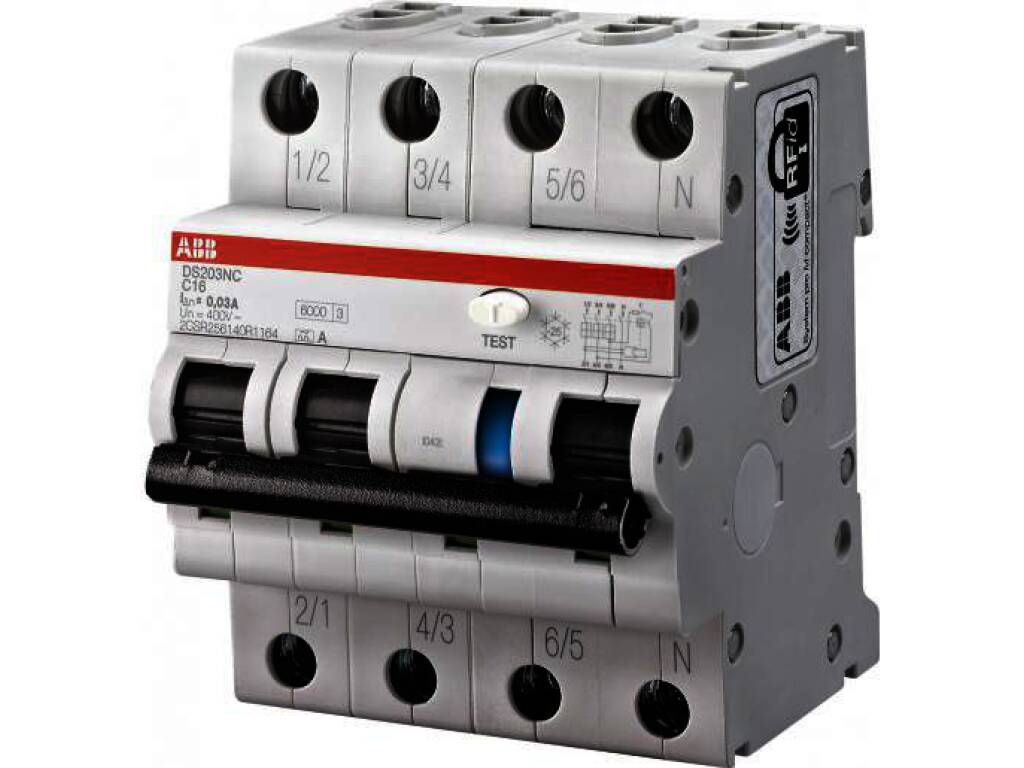 ABB Componenten Aardlekautomaat 3-polig+nul 16A B-kar 300mA ...