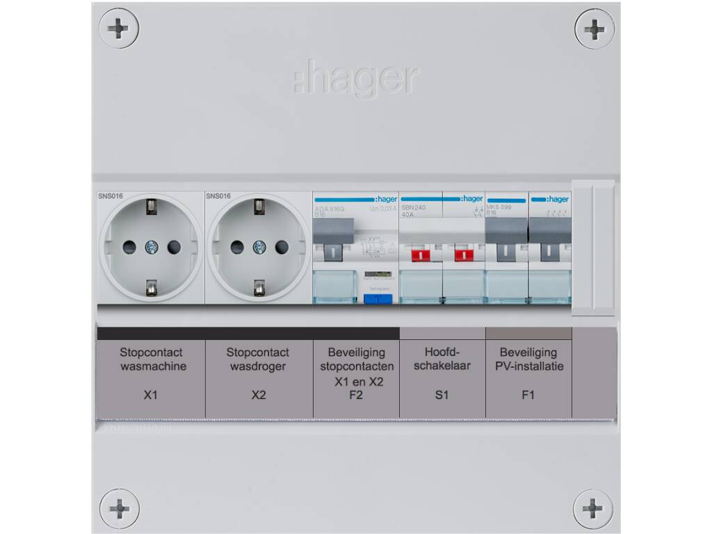 Hager PV-verdeler B16 Groep Met B16 Alamat, 2x WCD En Hoofdschakelaar ...