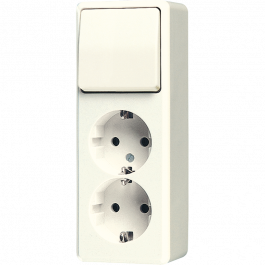 Integraal Rand stel je voor JUNG AP600 opbouw combinatie tweevoudige wandcontactdoos met randaarde +  wisselschakelaar - crème wit (626 A) | Elektramat
