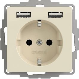 Oorlogsschip Graveren Ruwe olie 2USB universeel stopcontact met 2x USB InCharge Pro 55 2.4A (USB A + A) -  crème glanzend (2U-449290) | Elektramat