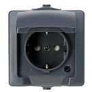 Kopp NAUTIC stopcontact ip44 met randaarde 1-voudig opbouw antraciet