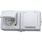 Kopp NAUTIC stopcontact ip44 horizontaal met randaarde 2-voudig opbouw wit