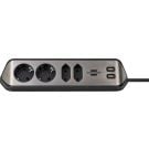 BRENNENSTUHL stekkerdoos 4-voudig en 2x USB A - ziver-zwart (1153590410)