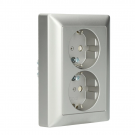 JUNG 2 voudige wandcontactdoos met randaarde 16A 230V - LS range edelstaal (ES5020KI-L)