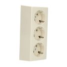 PEHA opbouw wandcontactdoos drievoudig met randaarde 16A 250V - crème wit (D 6303)