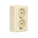 Kopp STANDARD opbouw tweevoudige wandcontactdoos met randaarde 16A 250V - crème wit (102501001)