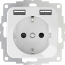 2USB universeel stopcontact met 2x USB 55x55 InCharge Pro SI EU 12W 2,4A - wit glanzend (2U-449375)