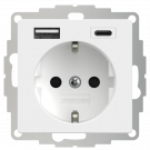 2USB universeel stopcontact met 2x USB 55x55 InCharge Pro 55 EU 15W 3A (USB A + C) - wit mat (2U-449528)