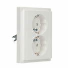 Schneider Electric dubbel stopcontact met randaarde, kinderbeveiliging en afdekplaat - D-life lotuswit (MTN2420-6535)