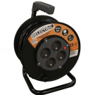 Relectric Haspel open 4-voudig met randaarde 25 meter H05VV-F 3x1.5mm2 - zwart (RELEC492176)