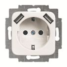 ABB Busch-Jaeger stopcontact met randaarde met 2x USB 2.4A (USB A + A) - Reflex SI alpin wit (20 EUCB2USB-214)