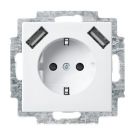 ABB Busch-Jaeger stopcontact met randaarde met 2x USB 2.4A (USB A + A) - Busch-balance SI zuiver wit (20 EUCB2USB-914)