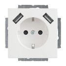 ABB Busch-Jaeger stopcontact met randaarde met 2x USB 2.4A (USB A + A) - Axcent/Carat/Future Linear studiowit (20 EUCB2USB-84)