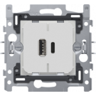 Niko sokkel dubbele USB A+C stopcontact max. 3,5A smart met schroefklemmen en klauwen (420-00512)