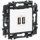 Legrand stopcontact 2x USB A volledig apparaat 3000mA met spanklauwen - Valena Next wit glans (741534)