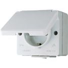 JUNG stopcontact met randaarde en onderkast IP44 - WG600 grijs (620W)