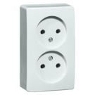 PEHA opbouw wandcontactdoos tweevoudig zonder randaarde 16A 250V - zuiver wit (H 1902.02)