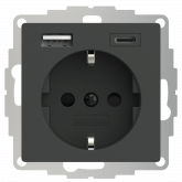 Ster Hubert Hudson Habitat 2USB universeel stopcontact met 2x USB 55x55 InCharge Pro 55 EU 15W 3A (USB  A + C) - antraciet (2U-449542) | Elektramat
