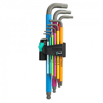 Wera inbussleutelset stiftsleutel haaks met kogelkop Hex-Plus-Multicolour 1,5-10mm - 9-delig (05073593001)