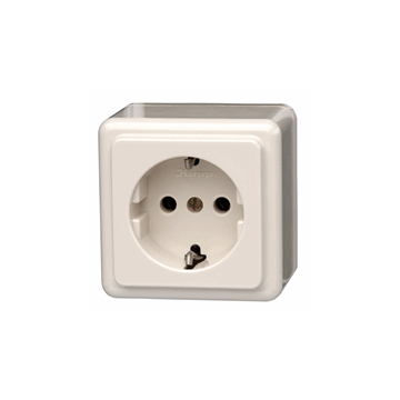 Kopp STANDARD opbouw enkelvoudige wandcontactdoos met randaarde 16A 250V - crème wit (101801009)