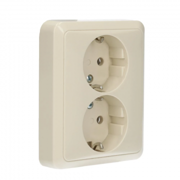 JUNG stopcontact 2-voudig met randaarde 16A 250V - CD500 crème wit (5020NU)