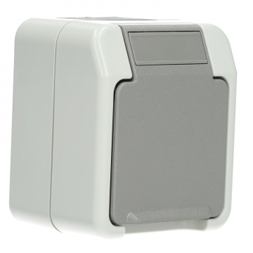 Schneider Electric Aquastar SCHUKO 1-voudig wandcontactdoos IP44 - lichtgrijs (MTN2301-8029)