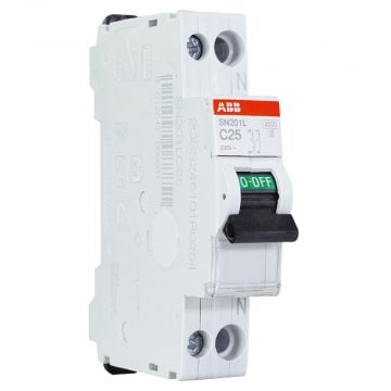 ABB installatieautomaat 1-polig+nul 25A C-kar (2CSS245101R0254)