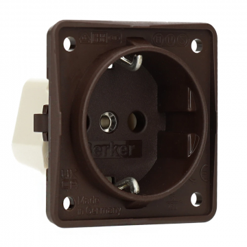 Hager stopcontact met randaarde - Integro bruin (941852501)