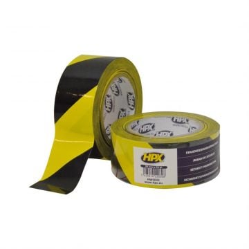 HPX afzettape 50mm x 33 meter zwart/geel (HW5033)