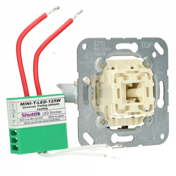 JUNG set impulsdrukker + shuttle dimmer LED/halogeen 125W (2700317240-125W)