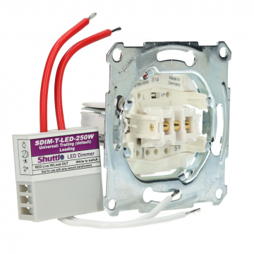 Schneider Electric set impulsdrukker + shuttle dimmer LED/halogeen 125W (MTN3150-0000-250)