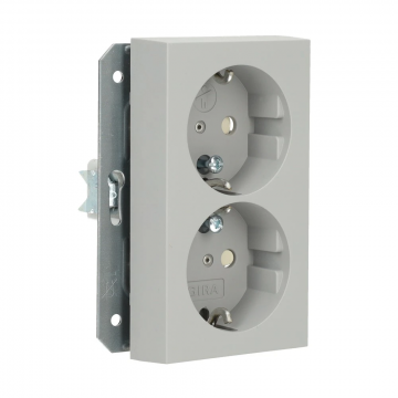 Gira dubbel stopcontact met randaarde en shutter voor 1-voudige inbouwdoos - Systeem 55 grijs (2731015)