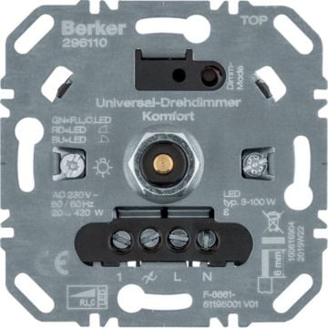 Hager universele draaidimmer comfort met soft-klik 3 - 100W (296110)