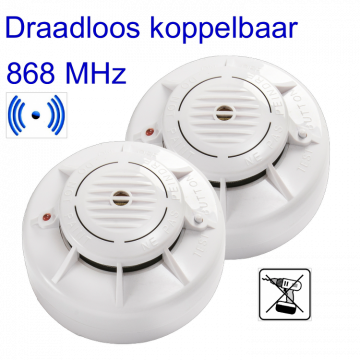 FIto optische rookmelder met 3V Lithium batterij 10 jaars - draadloos koppelbaar (ASD-10QR)