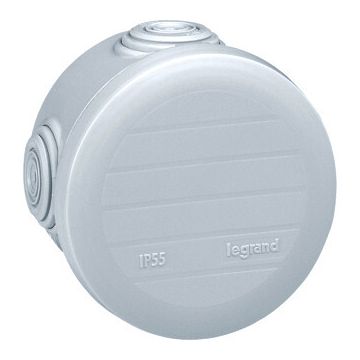 Legrand PLEXO aftakdoos rond IP55 4 kabelinvoeren membraan klikdeksel 70mm doorsnede 45mm hoog wit (92003)