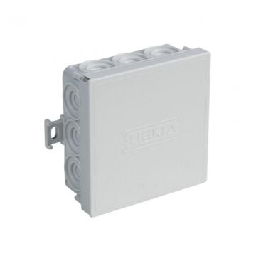 Helia aftakdoos IP55 12 kabelinvoeren membraan klikdeksel 85x85x37mm grijs (254)