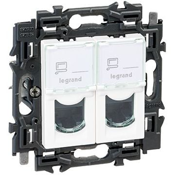 Legrand UTP 2-voudig cat6 volledig apparaat RJ45 met spanklauwen - Valena Next wit glans (741571)