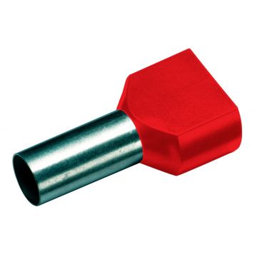 Cimco TWIN adereindhuls geïsoleerd 2x10mm2 hulslengte 14mm rood - per 100 stuks (182482)