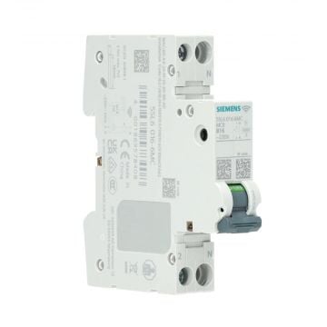 Siemens installatieautomaat 1-polig+nul 16A B-kar incl. energiemonitoring en overbelastingsbeveiliging - Wifi (5SL60166MC)