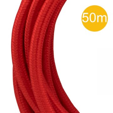 Bailey textielsnoer op rol 50 meter 2x0.75 mm2 - rood (140681)