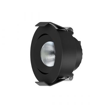 INTERLight inbouwspot kantelbaar dimbaar rond zwart 4W 235lm 3000K incl. driver Ø50mm - zaagmaat Ø44mm IP44 (IL-DCM4TK3B)