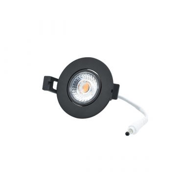 INTERLight inbouwspot kantelbaar dimbaar rond zwart 8W 640lm 2700K incl. driver Ø82mm - zaagmaat Ø63mm IP44 (IL-DCM8K27B)