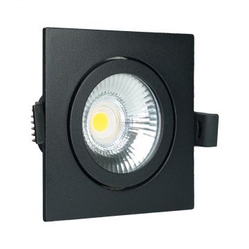 LED Republic waterdichte inbouwspot vierkant zwart 5W 450lm 2000K-3000K DTW incl. driver IP65 zaagmaat Ø75mm - diameter 85mm