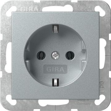 Gira stopcontact met randaarde 16A 250V - systeem 55 aluminium (446626)