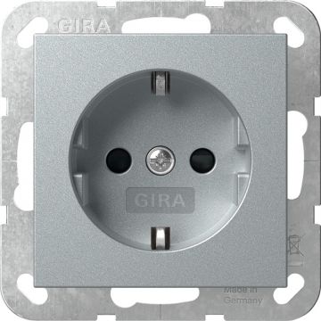 Gira stopcontact met kinderbeveiliging - systeem 55 aluminium (445326)