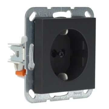 Gira stopcontact met randaarde klauw en schroefbevestiging - systeem 55 zwart mat (4466005)