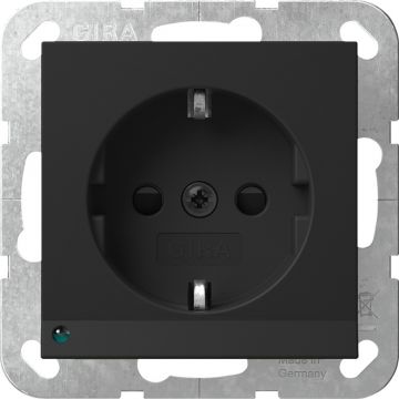 Gira stopcontact met randaarde + led-licht en shutter - systeem 55 zwart mat (4170005)