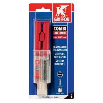 GRIFFON Combi Snel glasheldere 2-componenten epoxylijm - dubbelspuit 24ml - transparant (6304033)