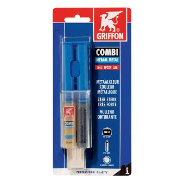 GRIFFON Kombi Metaal metaalkleurige 2-componenten epoxylijm - dubbelspuit 24ml - grijs (6304058)