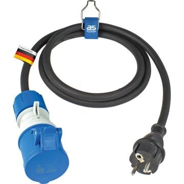 Schwabe CEE adapterkabel schuko naar 3-polig 230V IP44 1,5m (61406)